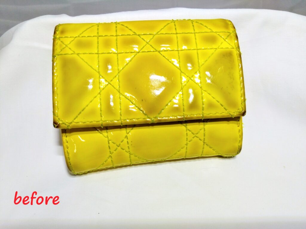 財布修理  DIOR  レディディオール ロータスウォレット  カナージュ  エナメル ３つ折り財布  カラーチェンジ 修理