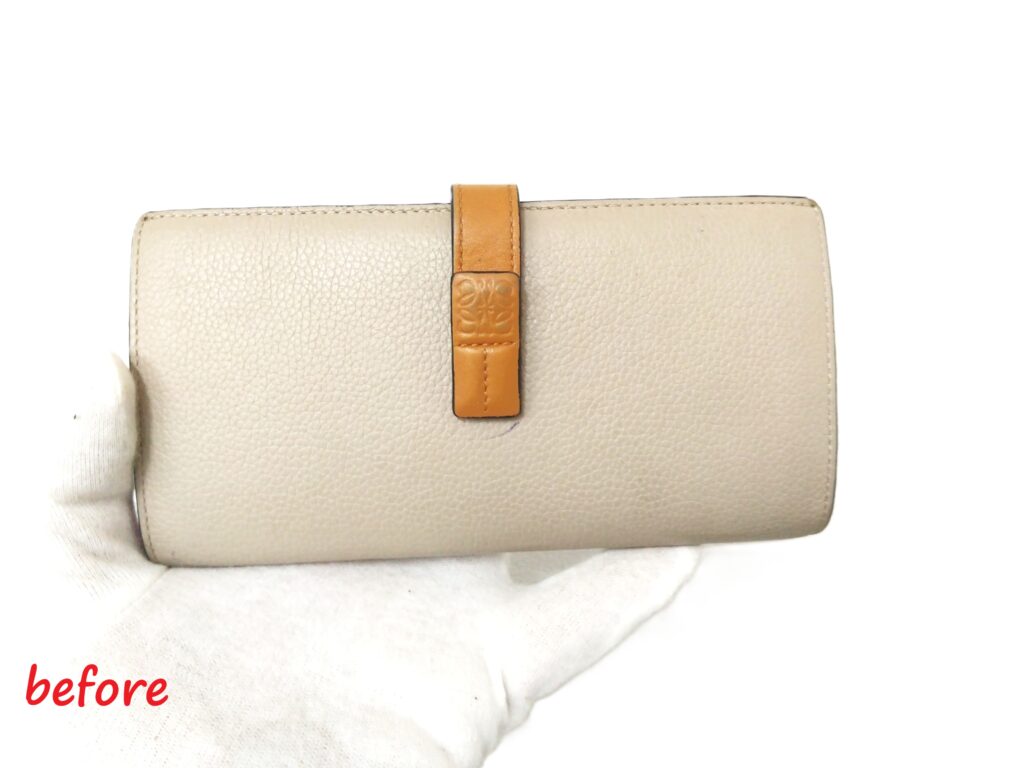 財布修理　LOEWE（ロエベ）　バーティカル ウォレット  ラージ　染め直し修理