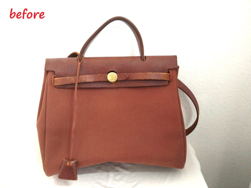 バッグ修理　エルメス　エールバッグMM  ショルダーバッグ　染め直し修理