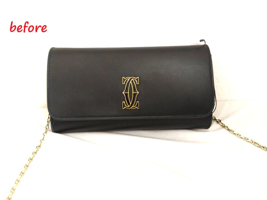 財布 バッグ修理　Cartier （カルティエ）　Cドゥ カルティエ  チェーンウォレット　コバ再生施工 修理
