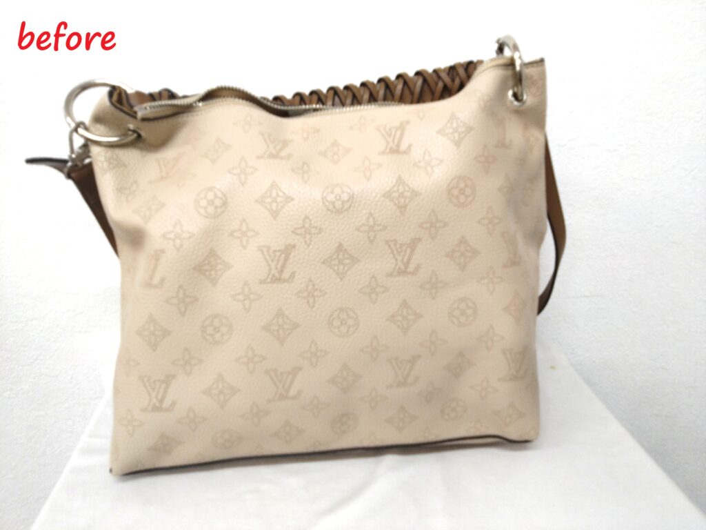 バッグ修理　Louis Vuitton　マヒナ   ボーヴル・ホーボー　ハンドバッグ　ファスナー 修理   スライダー交換  施工修理
