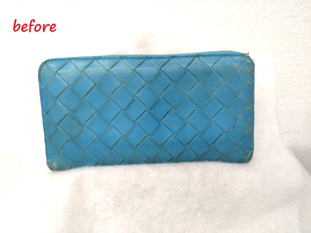 財布修理　ボッテガ・ヴェネタ　イントレチャート 長財布　スライダー交換　カラーチェンジ 施工修理