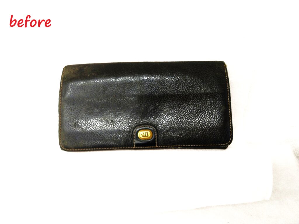 財布修理　Dunhill（ダンヒル）　二つ折り  長財布　スライダー交換    ステッチほつれ補修    革の破れ補修