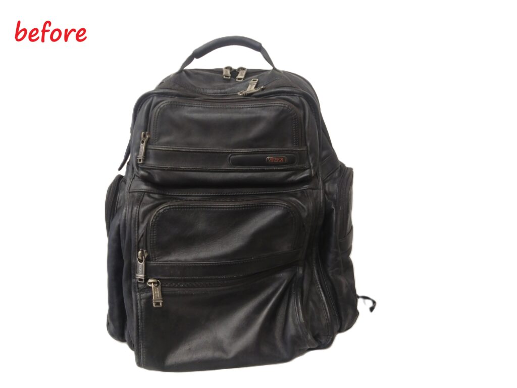 リュック修理　TUMI（トゥミ）　T-Pass ビジネスバックパック　スレ傷補修　破れ補修　染め直し修理